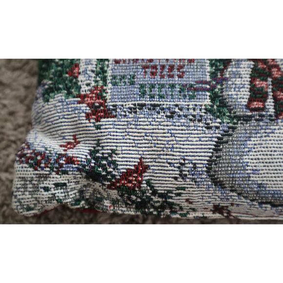 Vintage Snowman Santa Christmas Tree Pillow Winter Tapestry Handmade 11.5x7.5 - Picture 4 of 6